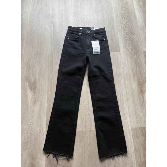 Zara Denim - Zara High Rise Crop Flare Women's Jeans, Black, Size 0, Raw Hem, NWT